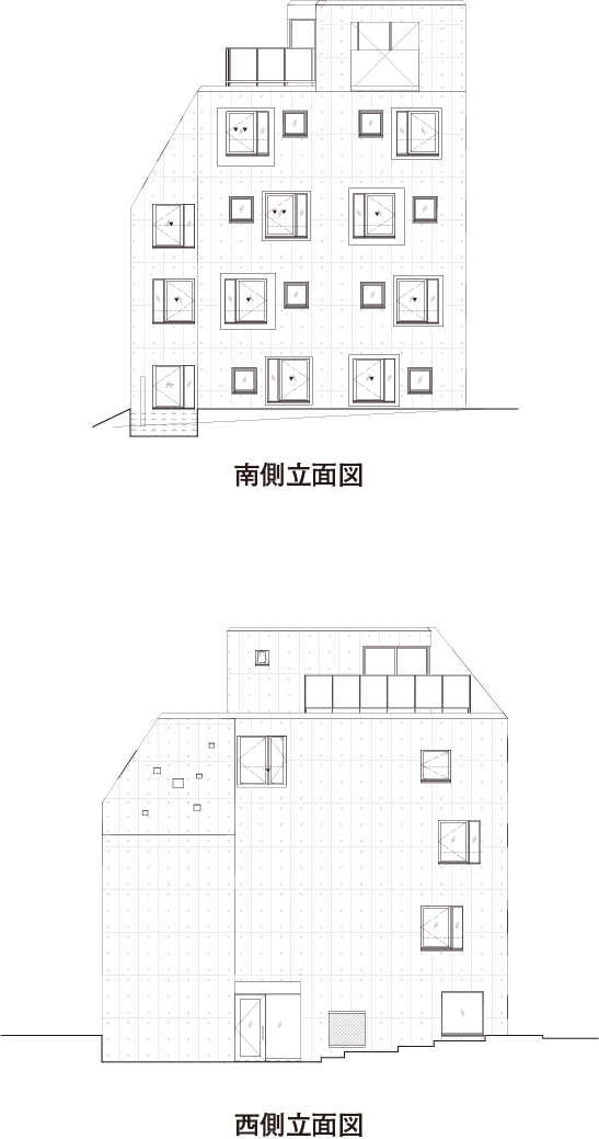 南側立面図 西側立面図